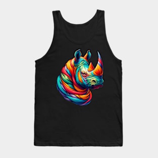 Exquisite rhino Canvas Art - Colorful Rhinoceros Illustration Tank Top